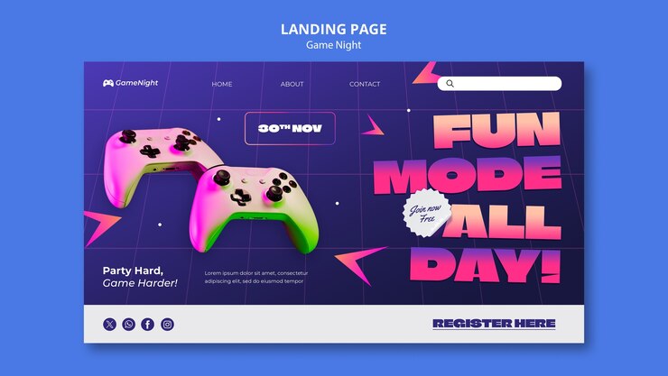 Free PSD game night template design