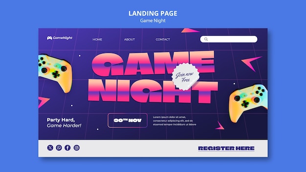 Free PSD game night template design