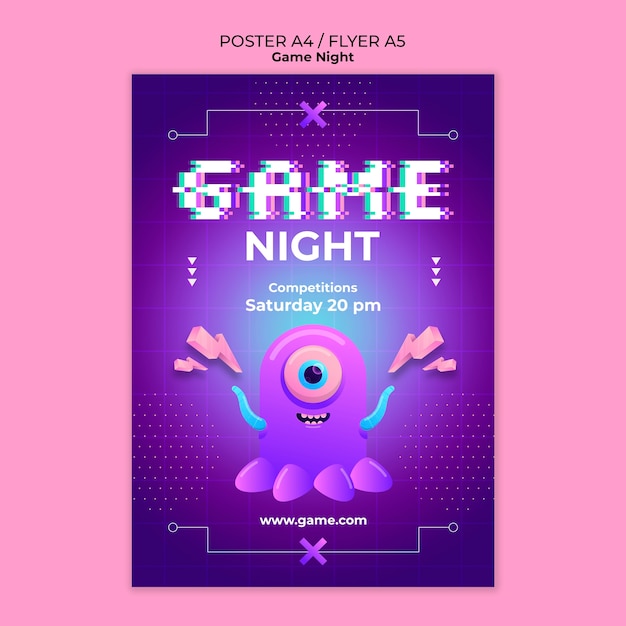 Free PSD game night template design