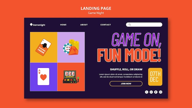 Free PSD game night template design