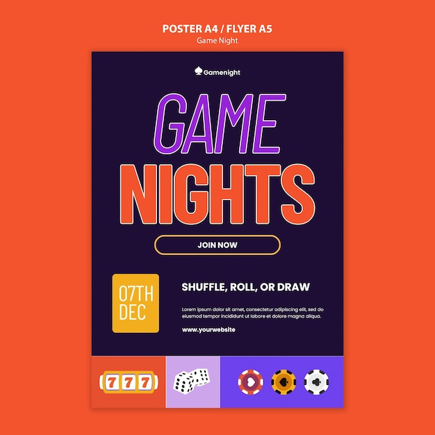 Free PSD game night template design