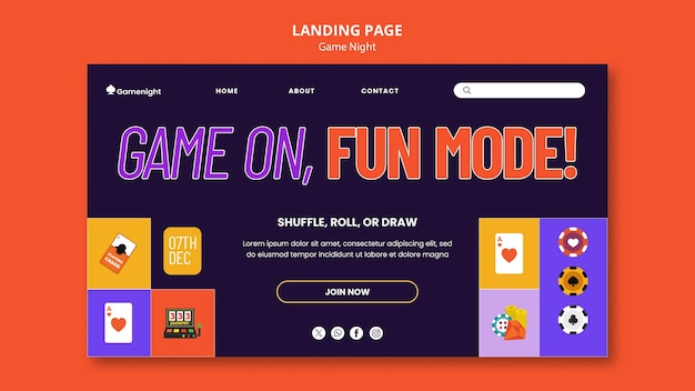 Free PSD game night template design