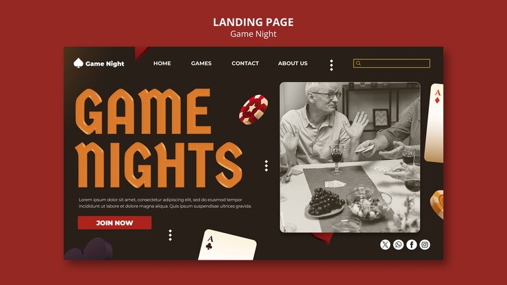 मुफ़्त PSD game night template design