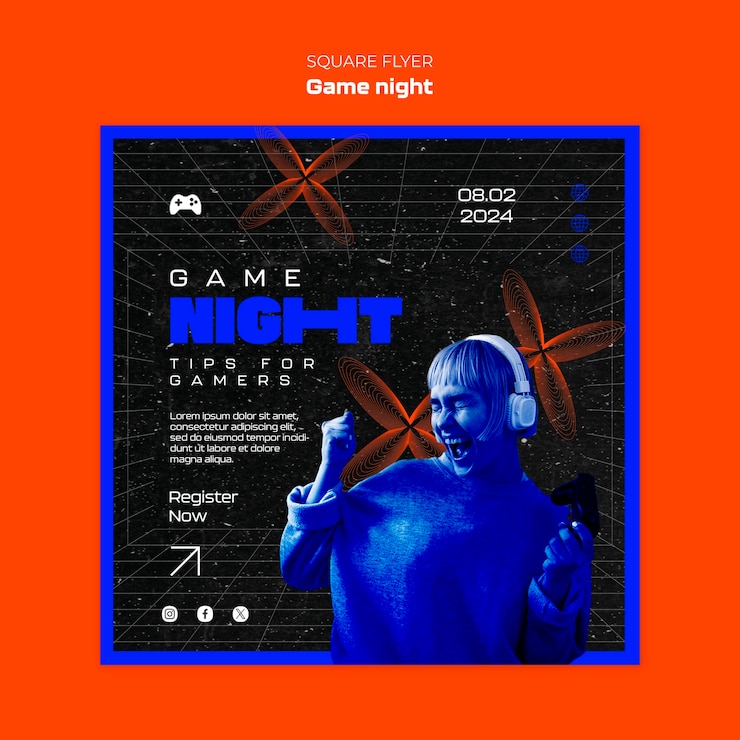 Free PSD game night template design