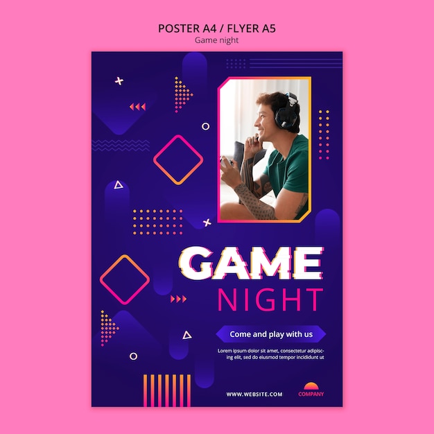 Free PSD game night template design