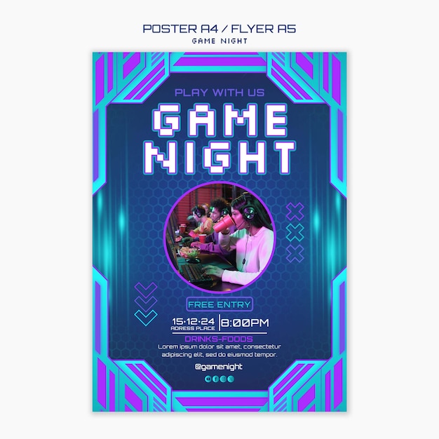 Free PSD game night template design