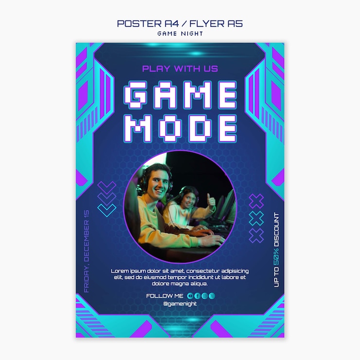 Free PSD game night template design