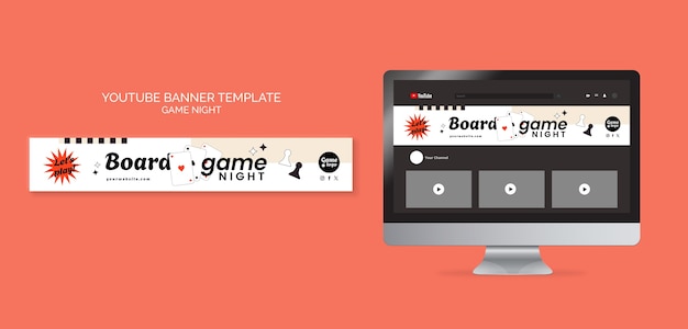 Free PSD game night youtube banner template