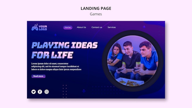 Free PSD game spot landing page template