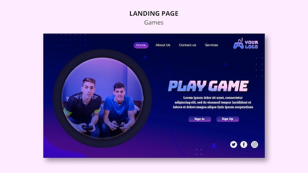 Free PSD game spot landing page template