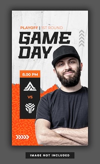Gameday esport gaming white and orange paper instagram story template