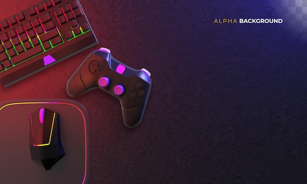 Gamer background with accessories