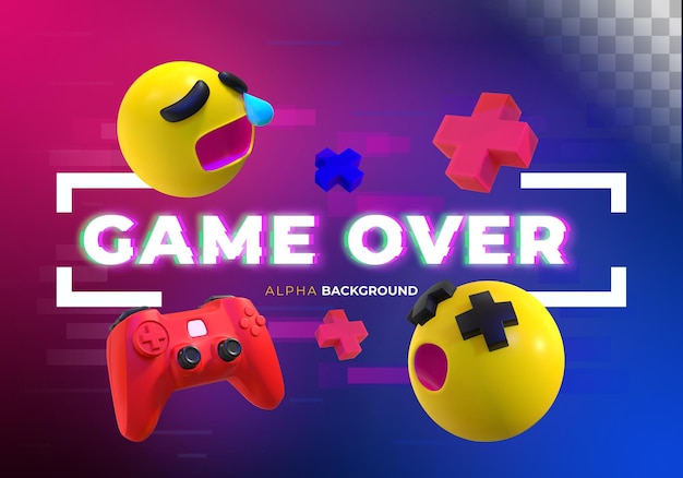 Free PSD gamer banner with glitch effect