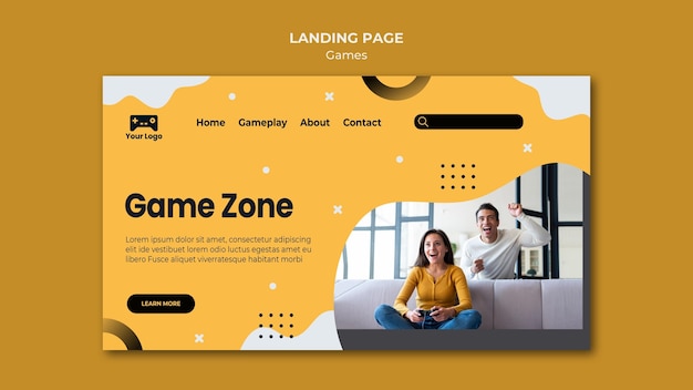 Free PSD games landing page web template design