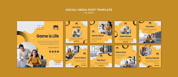 Free PSD games social media post template theme