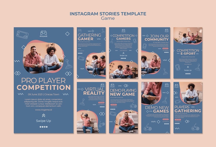 無料PSD ゲームのコンセプトinstagramストーリーテンプレート