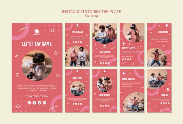 Modello di storie di instagram concetto di gioco