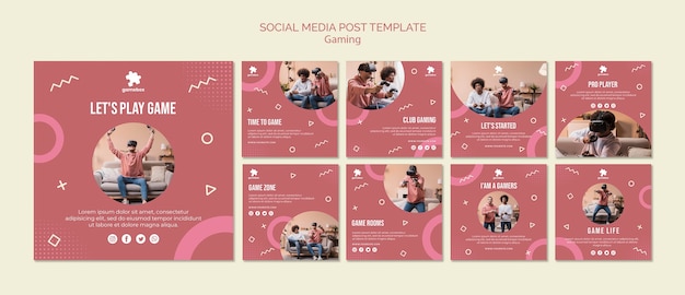 Free PSD gaming concept social media post template