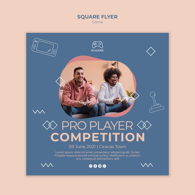 Free PSD gaming concept square flyer template