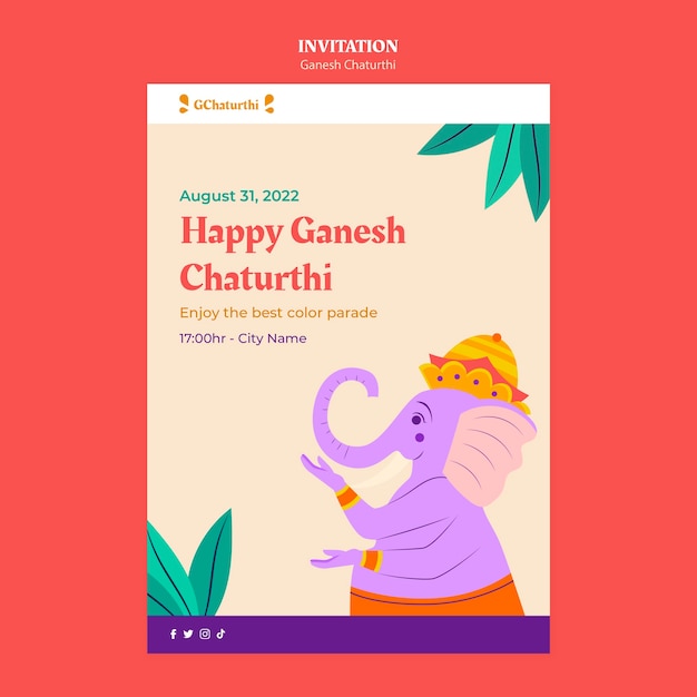 Free PSD ganesh chaturthi invitation template