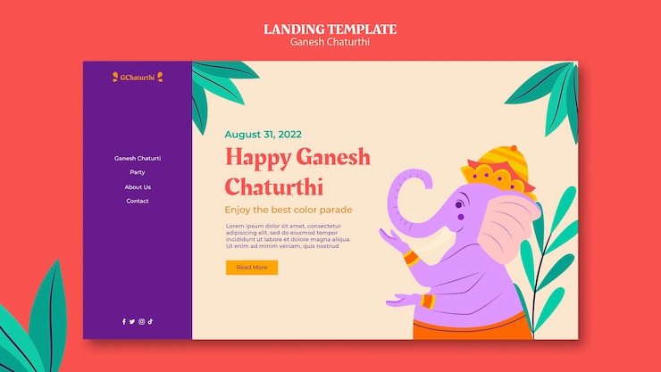 मुफ़्त PSD ganesh chaturthi landing page template