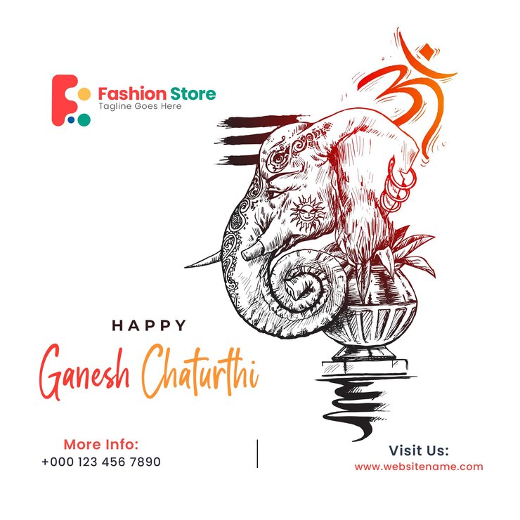 मुफ़्त PSD ganesh chaturthi social media banner poster ad banner.