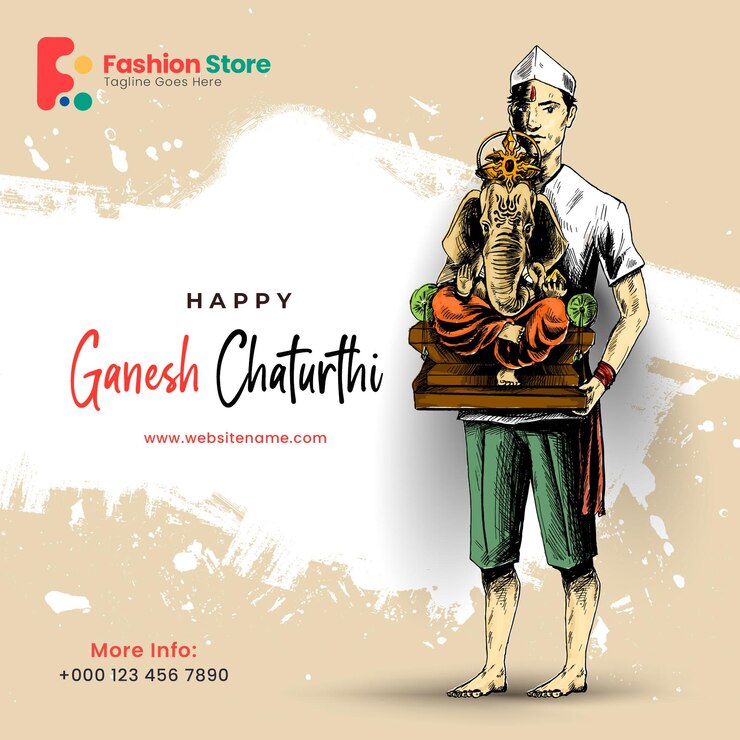 मुफ़्त PSD ganesh chaturthi social media banner poster ad banner.
