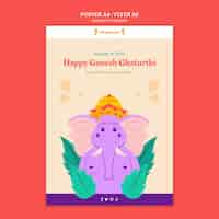 Free PSD ganesh chaturthi vertical poster template