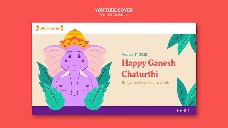 मुफ़्त PSD ganesh chaturthi youtube cover template