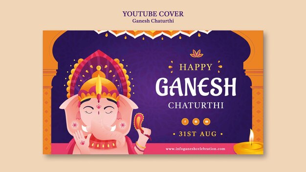 PSD gratuito ganesh chaturthi modello di progettazione di miniature di youtube