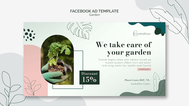 Бесплатный PSD Рекламный шаблон для социальных сетей по посадке сада и работе во дворе