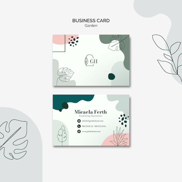 Garden planting and yardwork horizontal business card template