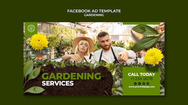 Modello facebook di attività di giardinaggio