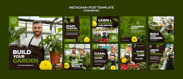 PSD gratuito post di instagram di attività di giardinaggio