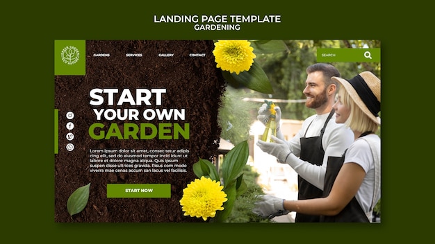 Free PSD gardening activity landing page