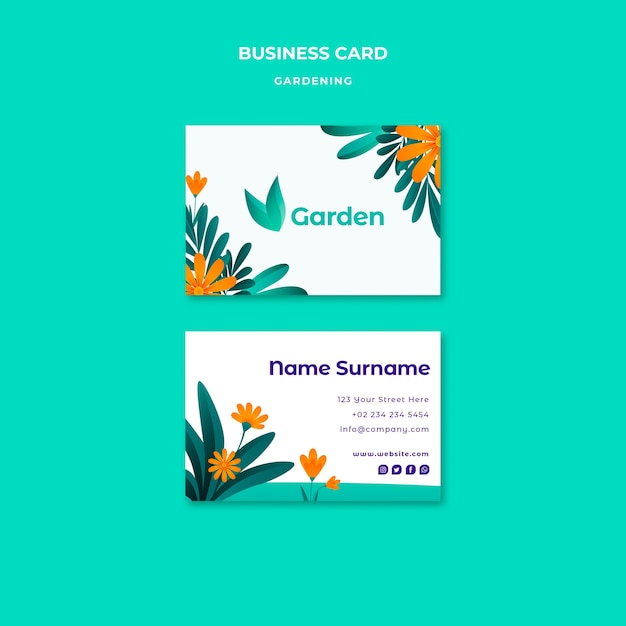 Free PSD gardening business card design template