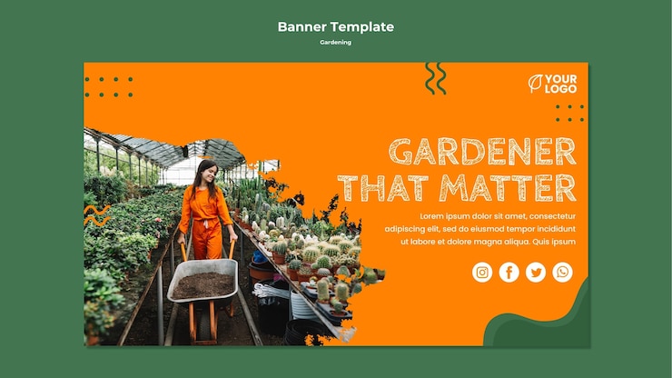Free PSD gardening concept banner template