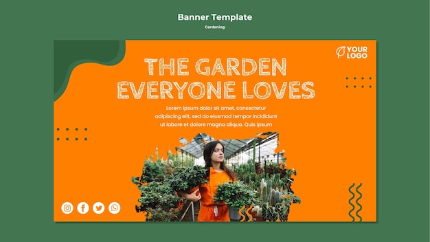 Free PSD gardening concept banner template