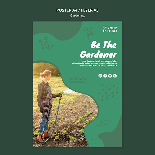 Free PSD gardening concept flyer template