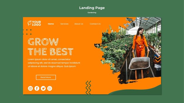 Gardening concept landing page template