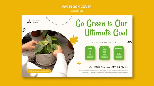 PSD gratuito progettazione del modello di copertina di facebook di giardinaggio