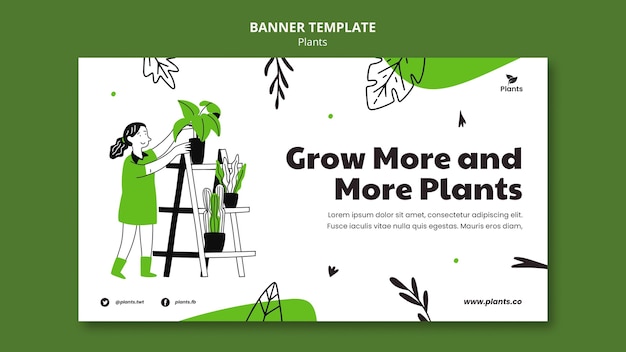 Free PSD gardening hobby horizontal banner template