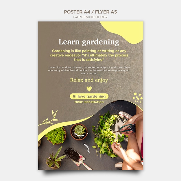 PSD gratuito stile di poster hobby giardinaggio