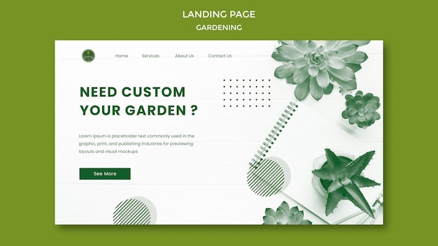 Webtemplate di landing page per il giardinaggio