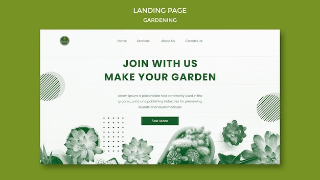 Free PSD gardening landing page