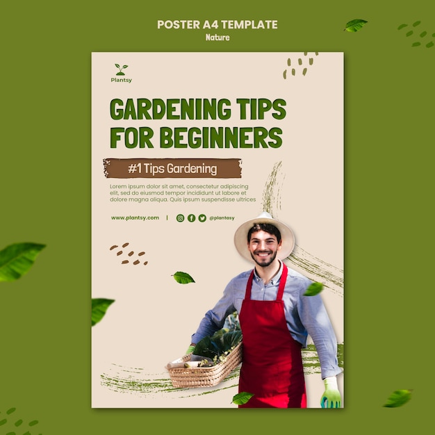Free PSD gardening tips poster template