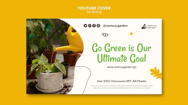 Gardening youtube cover template design