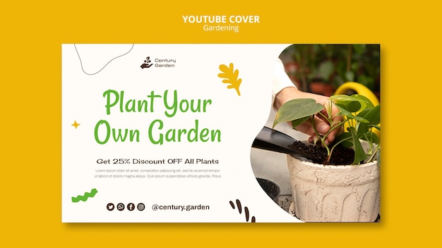 Progettazione del modello di copertina di youtube di giardinaggio