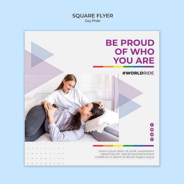 Free PSD gay pride square flyer template