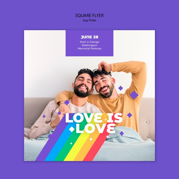Gay prinde concept square flyer template